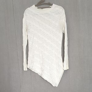 Asymmetrical Cream Knit Sweater